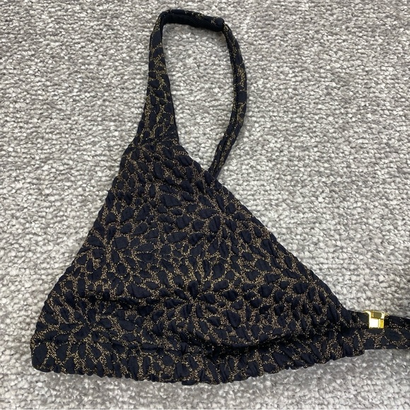 Demi Moore X Andie The Tropez Top Medium Black Triangle Bikini Swim AT255-BLK - Picture 2 of 12